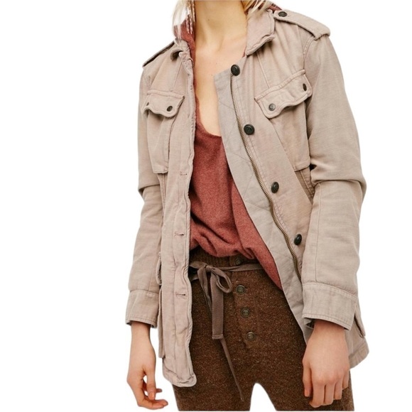 FREE PEOPLE Khaki Not Your Brothers Surplus Utility Jacket - Picture 1 of 11